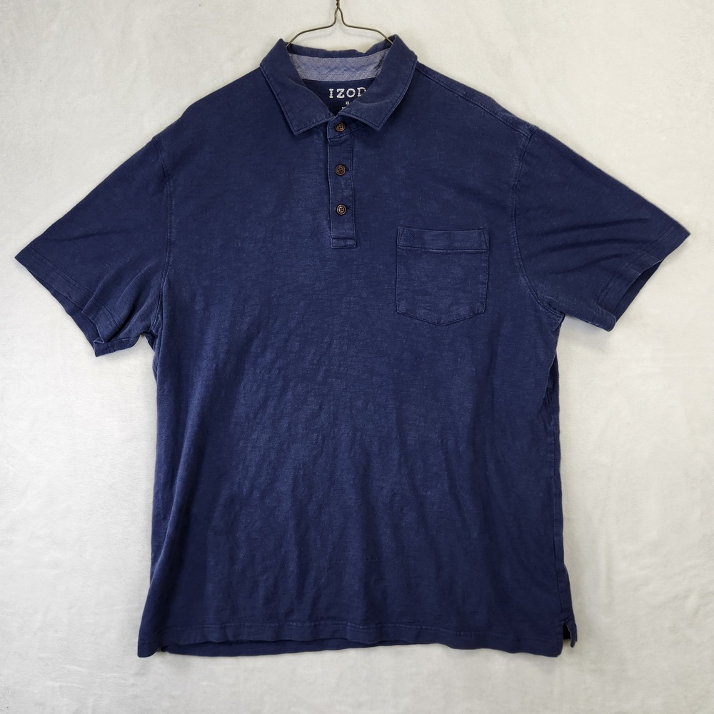 IZOD Mens Navy Blue Short Sleeve Pocket Polo Shirt XL Made‎ in India